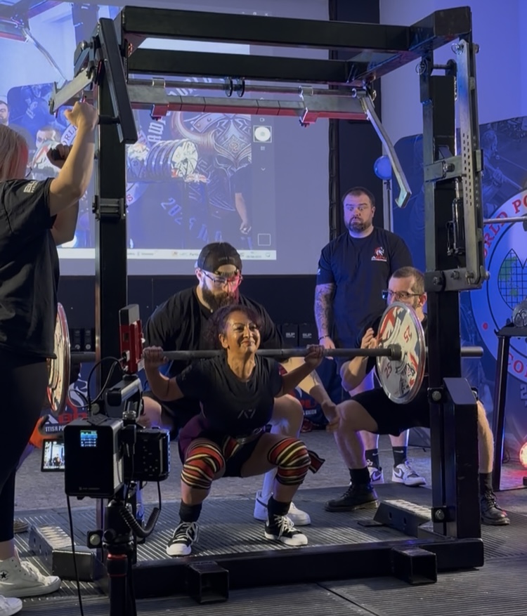 Aneela Rose 90kg Squat at AWPC Worlds Aneela Rose performing a 90kg squat at the AWPC World Championships in September 2026